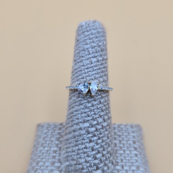 Size 6 Gold Plated Over Sterling Silver Bright Cubic Zirconia Gems Ring A4759 - Picture 1 of 9